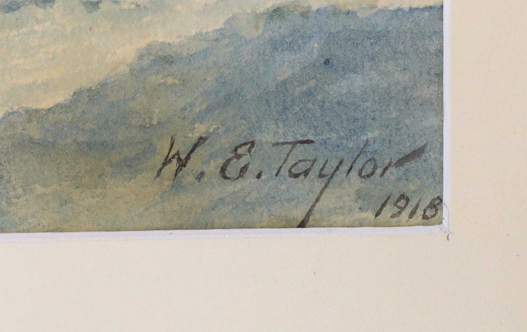 W. E. Taylor, watercolour, Shipping off the coast, signed and dated 1918, 24 x 37cm